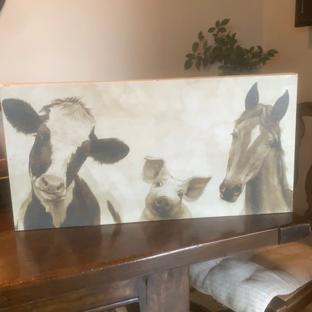 12x24 canvas wall decor horse cow and pig